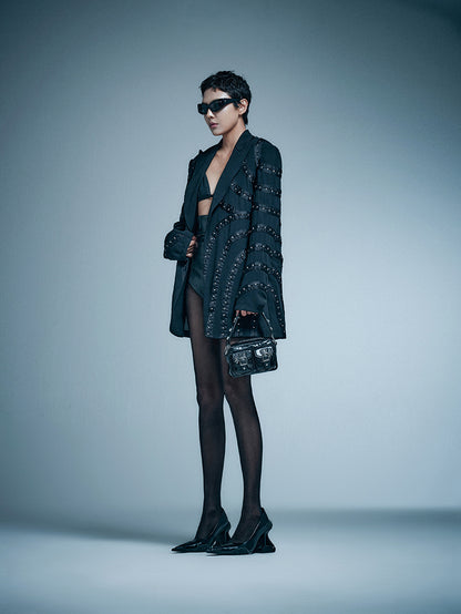 ANNAKIKI design four-pointed star hook blazer suit-HANYU