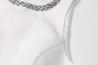 DOLLY Elegant White Crew Neck Sleeveless Long A-Line Dinner Dress-SIBYL