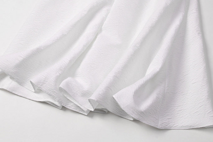 DOLLY Elegant White Crew Neck Sleeveless Long A-Line Dinner Dress-SIBYL