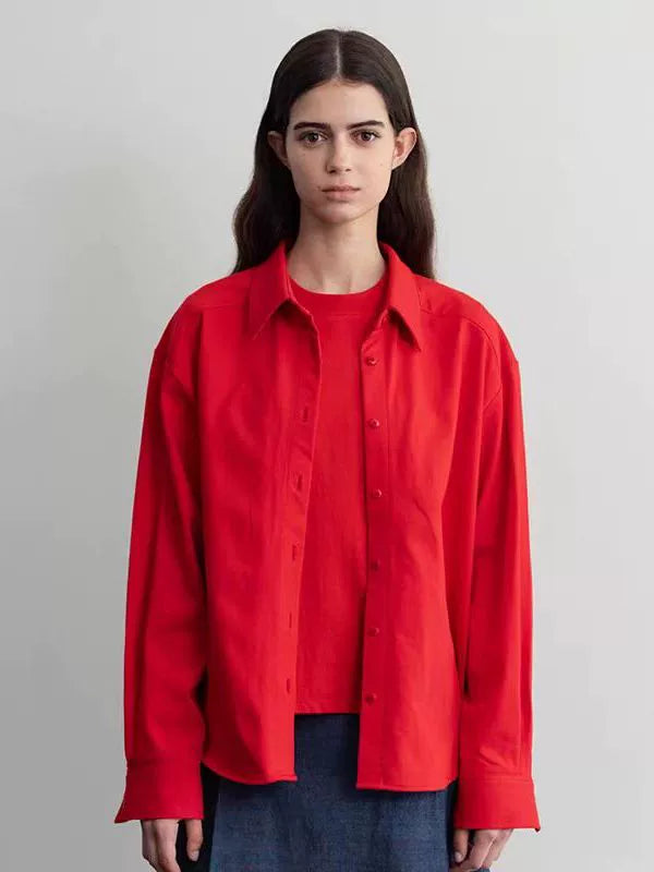 Low classic long sleeve shirt women's summer 2025 new design sense niche short sleeve t-shirt cotton shirt-IVY