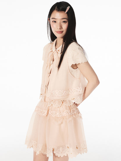 FAME A-line drapery embroidered two-piece top - AVA
