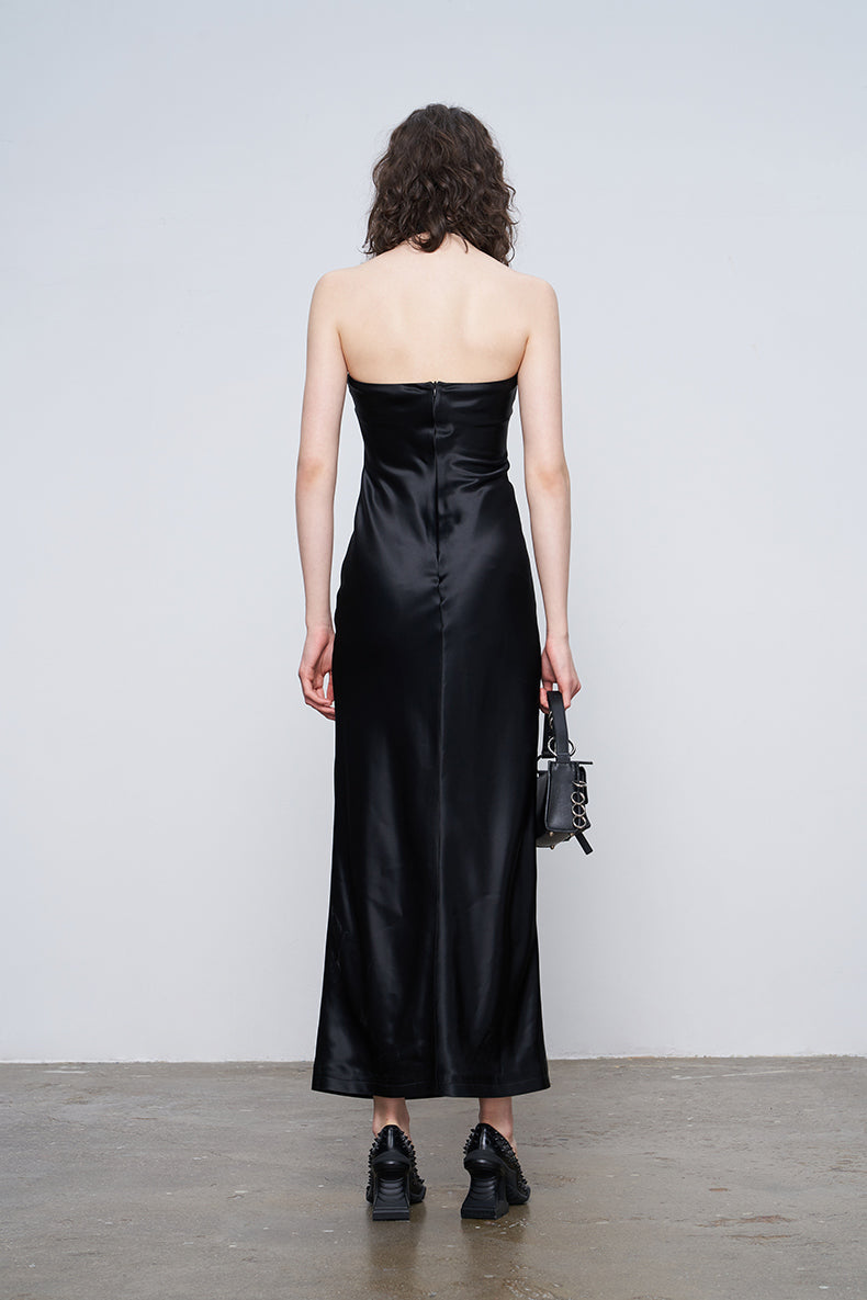 ANNAKIKI black acetic acid slit sleeveless dress-JORDAN