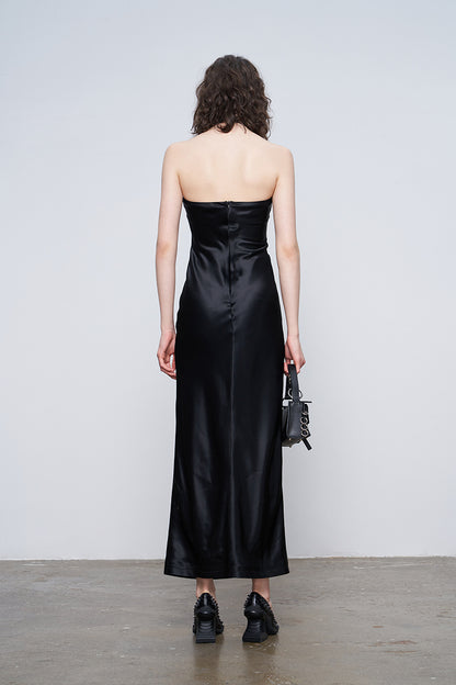 ANNAKIKI black acetic acid slit sleeveless dress-JORDAN