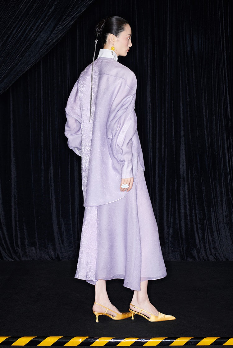 M essential Mackay designer taro jacquard silhouette placket shirt - JESSY.