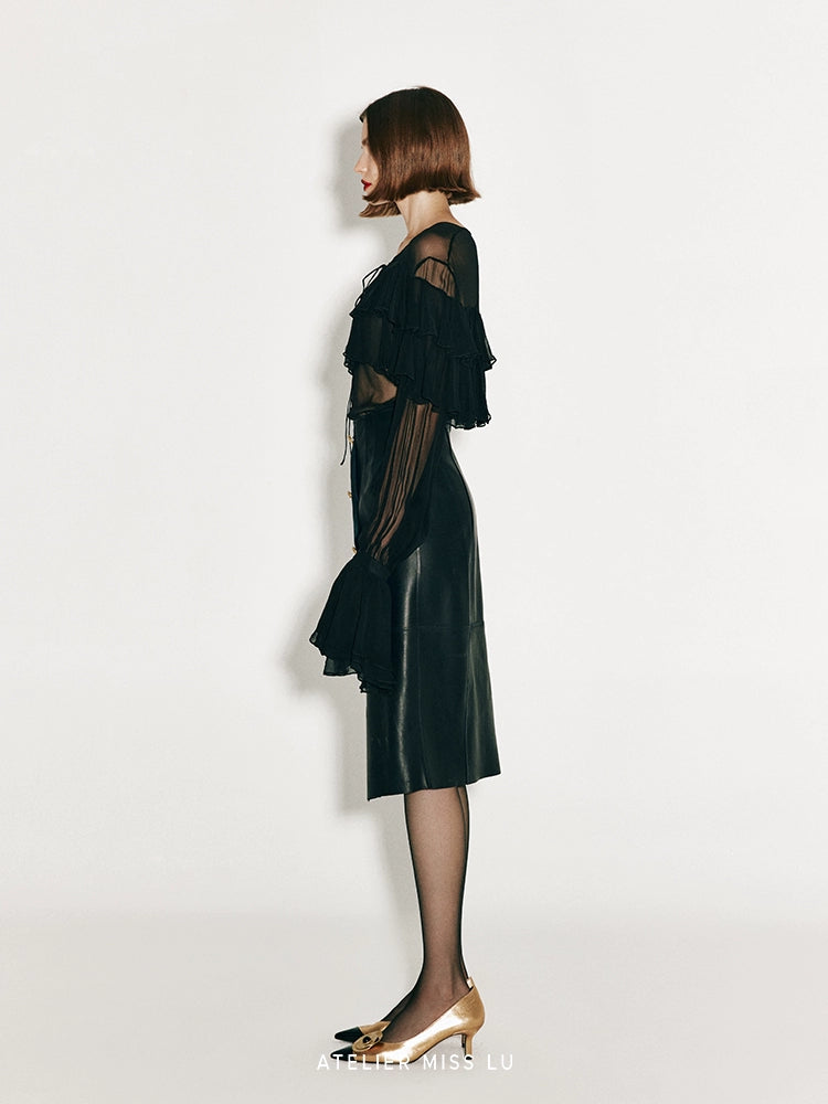 ATELIER MISS LU multi-piece patchwork slim-fitting sheepskin skirt - PRIMROSE.