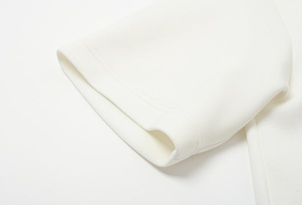 ZHUCHONGYUN White Loose Shoulder Short Sleeve T-Shirt--TSUYU.