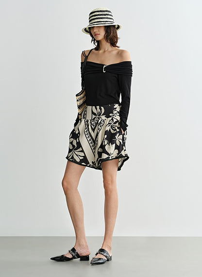 COMME MOI printed tassel black and white print waist suit  - AURORA.