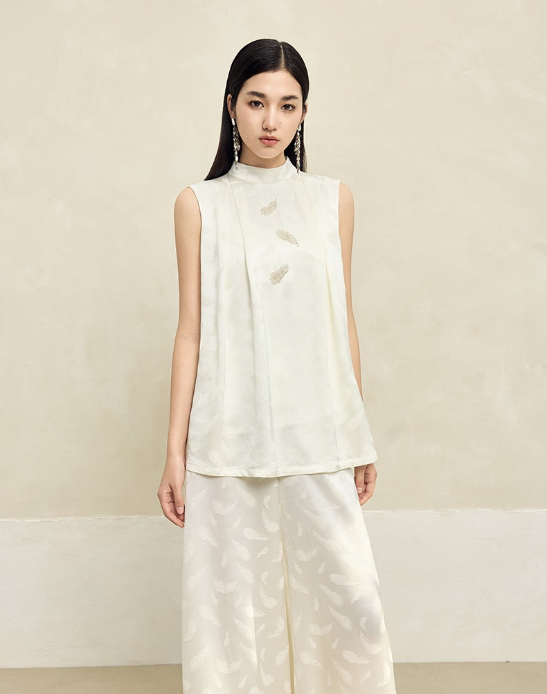 HECO Handmade Beaded Acetate Jacquard Sleeveless Top Women - KING