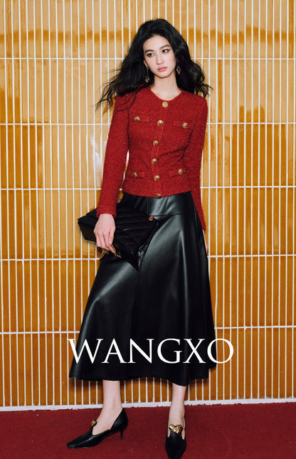 WANGXO |Wool Yarn Weave Waist Cropped Jacket- RAYA.