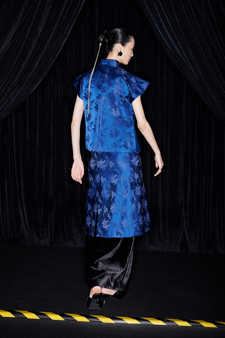 M essential Ma Kai designer Haiqing jacquard gag fish algae pattern nail bead top - CHEN.