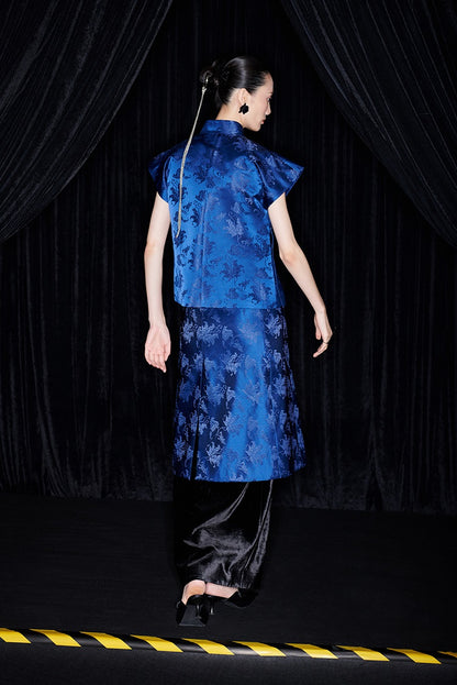 M essential Ma Kai designer Haiqing jacquard gag fish algae pattern nail bead top - CHEN.