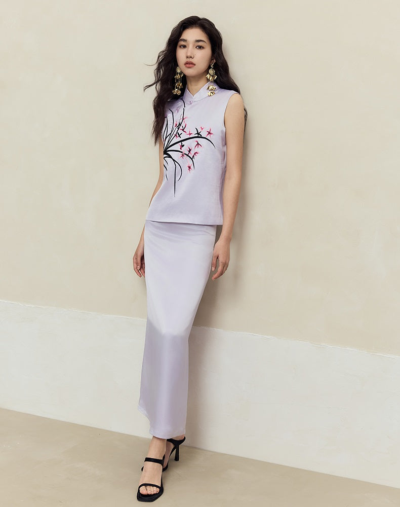 HECO High-waisted purple black white back slit skirt Hip Girl - spirit.