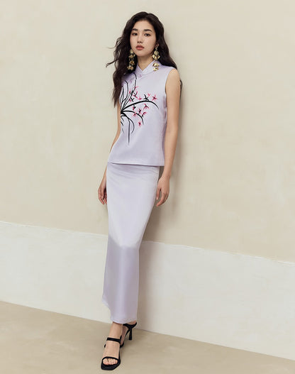 HECO High-waisted purple black white back slit skirt Hip Girl - spirit.