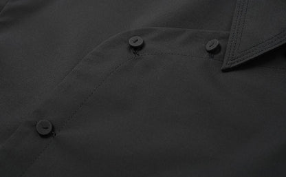 ZHUCHONGYUN black diagonal placket lapel loose straight shirt-LUFFY.