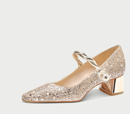 Pjjuu  Gold wedding bridal Mary Jane pumps  - Vienna