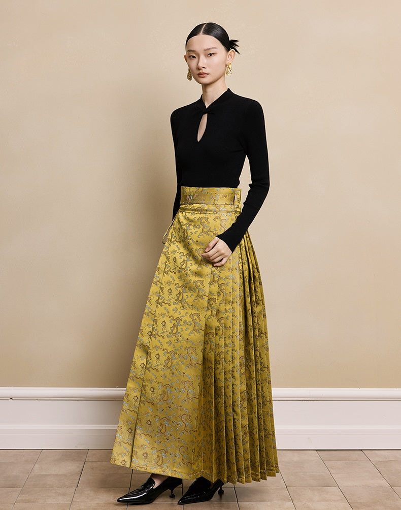 HECO red black white wool Blend twisted cut-out stand collar long-sleeved Knit- secret.