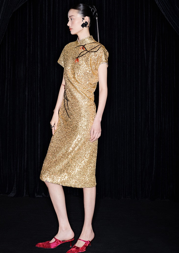 M essential Mackay designer three-dimensional Loushan red beaded dress - alan.