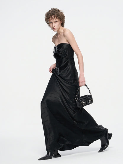 ANNAKIKI niche design black logo acetate jacquard bandeau dress-FANSIA