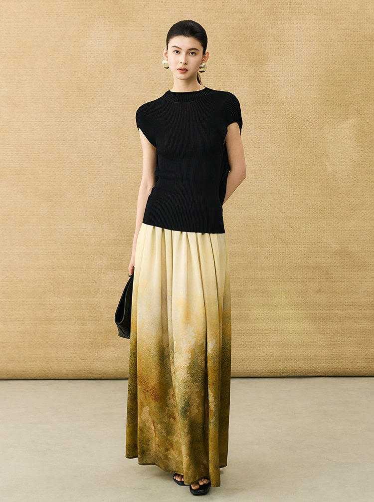 HECO Chinese comfortable neck sleeveless knitted T-shirt - QUEEN.