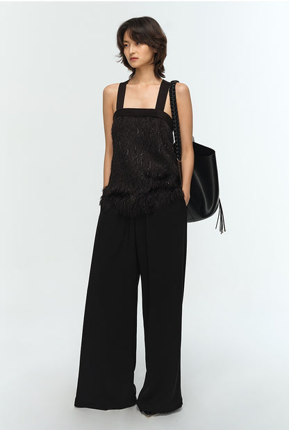 COMME MOI Lu Yan designer's new women's tassel fine shin straight camisole bandeau Top - LOVE.