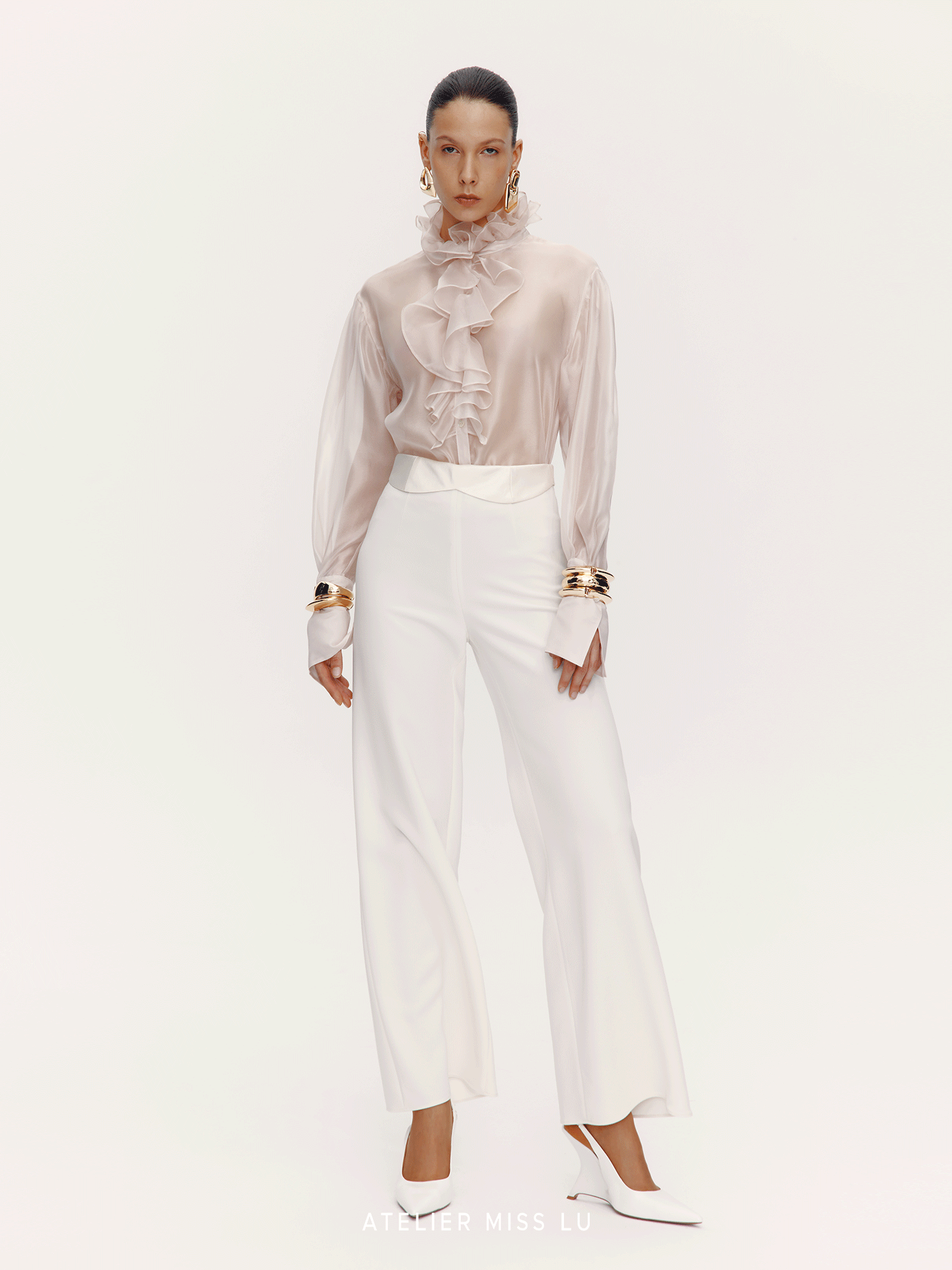 ATELIER MISS LU  Waist Two-Wear Design High-waisted wide-leg pants - CHERUBIM.