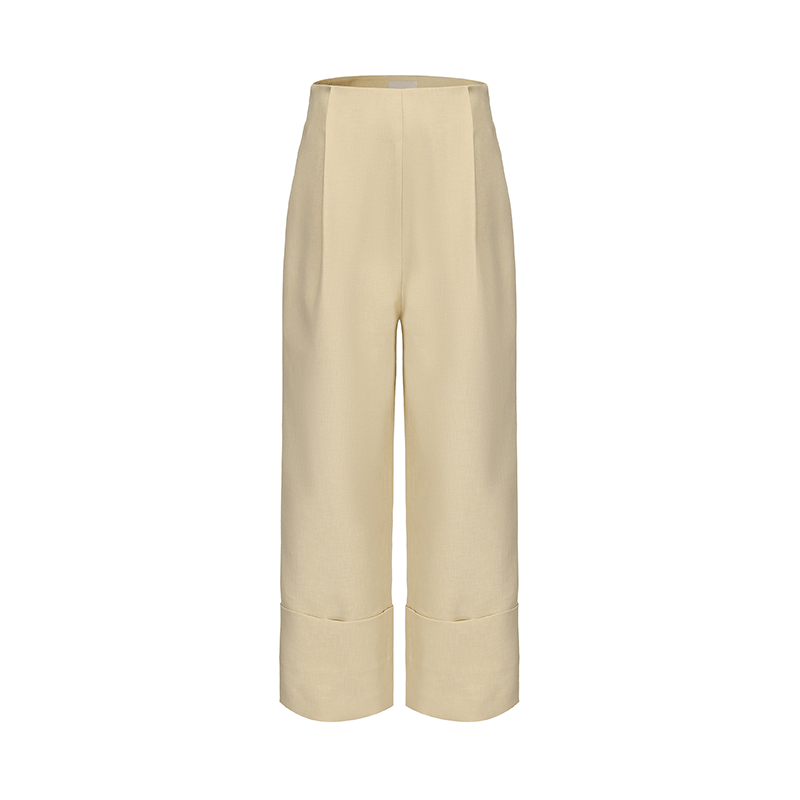 ATELIER MISS LU Fold-Over Leg Design Straight Cropped Pants - JAZZ.