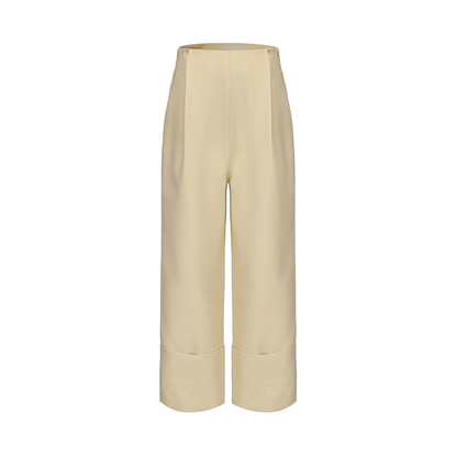 ATELIER MISS LU Fold-Over Leg Design Straight Cropped Pants - JAZZ.