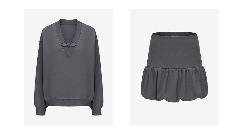 ATELIER MISS LU Rabbit Ear Bow Stitched Silhouette Sweatshirt - MIKE