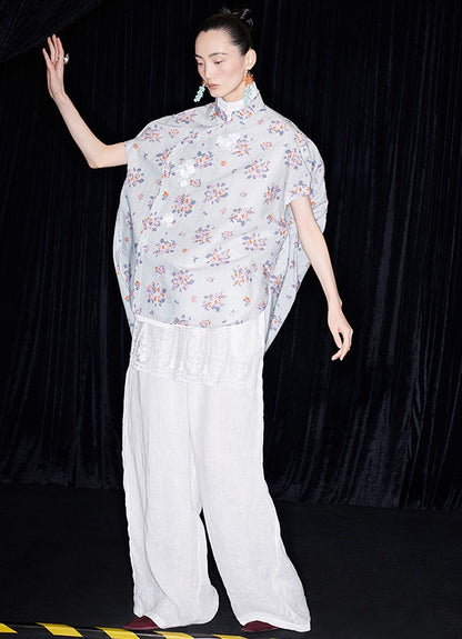 M essential Mackay designer Zen linen layered lace elasticated waist loose trousers - ZING.