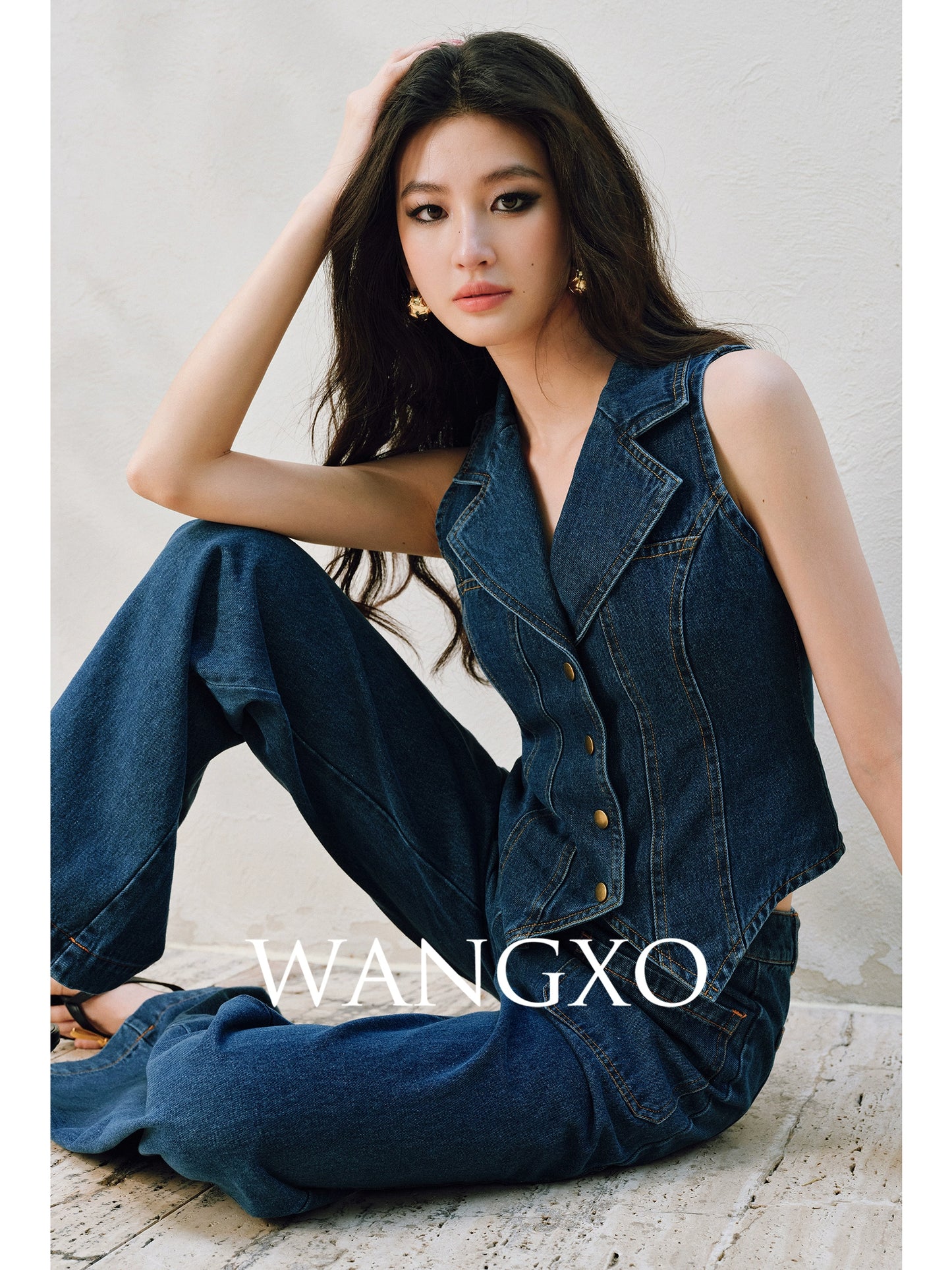 WANGXO | Airy Linen Cotton Blend Retro Denim Vest & Wide-Leg Pants Set  ZARA