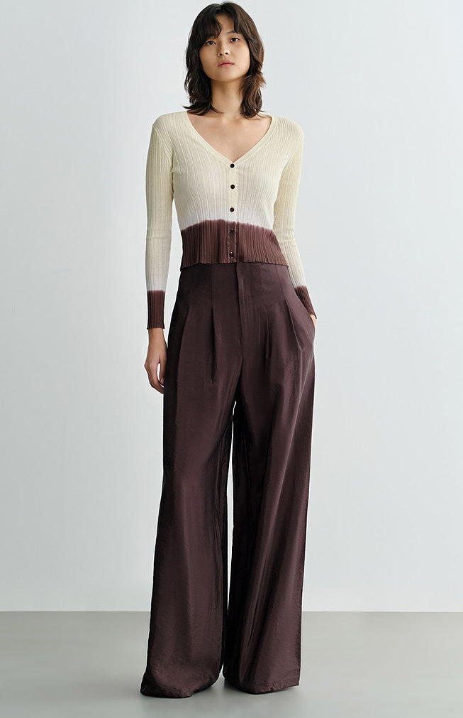 COMME MOI Lv Yan designer summer V-neck gradient pit strip knit cardigan - IAN.