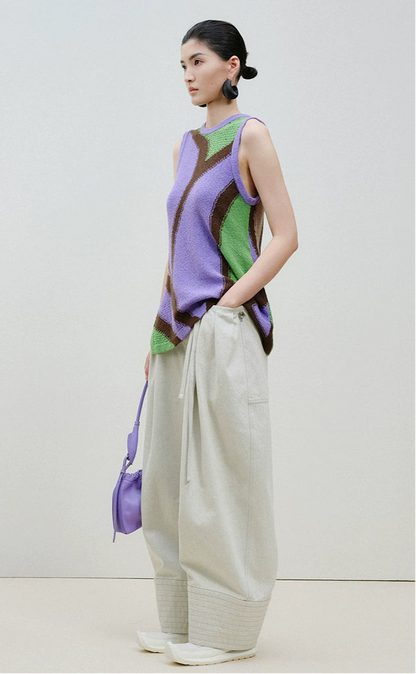 ZHUCHONGYUN Flower Draft Textured Crew Neck Vest--SUZUMIYA.