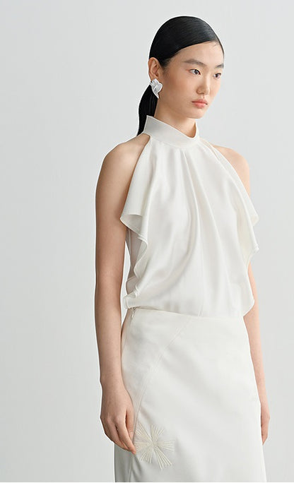 COMME MOI Lv Yan Designer Summer Women's Small Stand Collar Floater Top - ALTER.