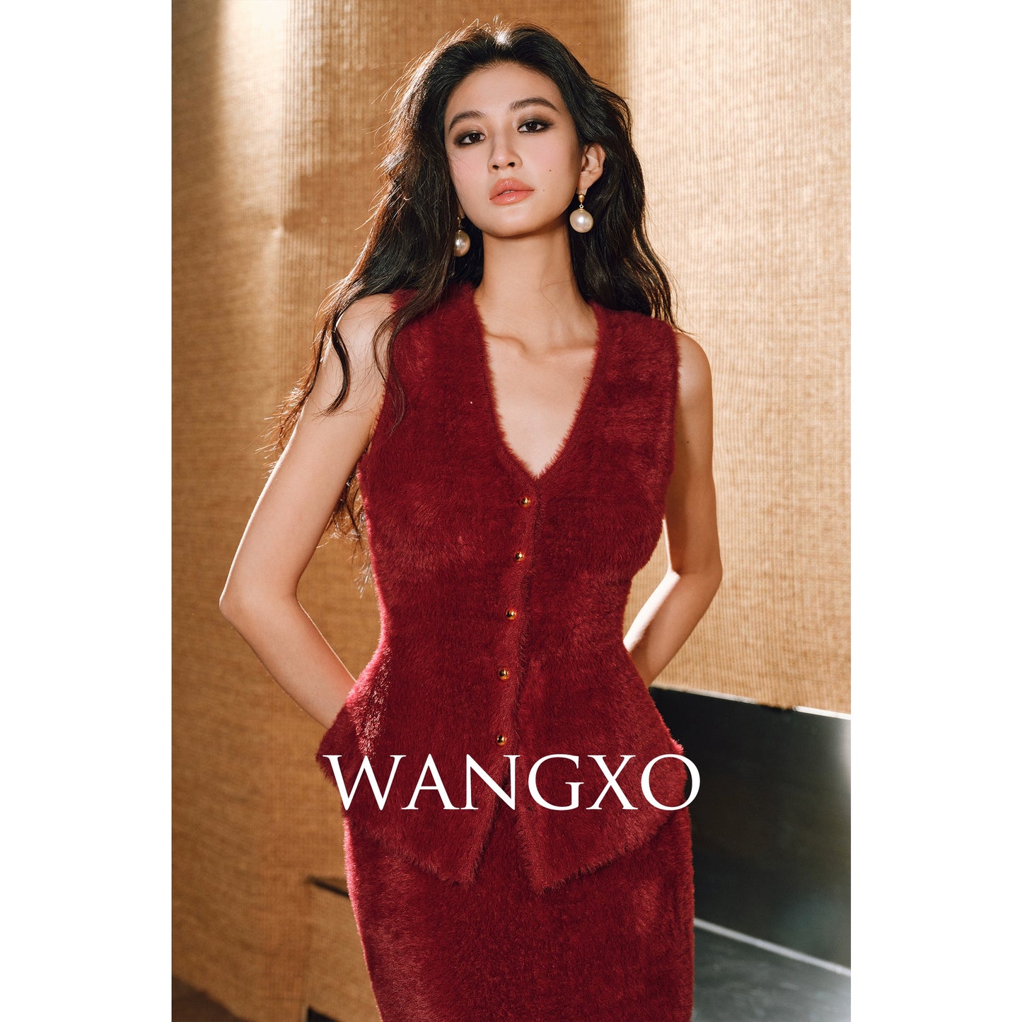 WANGXO | Ultimate Fluffy Mink Hair Texture  Lazy Soft Cardigan, Matching Vest & Elegant Fishtail Skirt Set-  KIMI ?