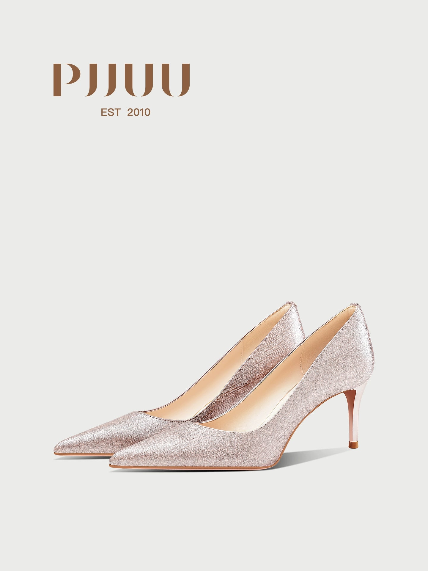 PJJUU champagne colored Hexiu pointed high heels - CONFT.