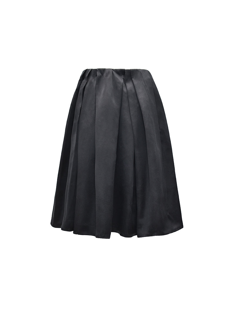 M essential Mackay designer Morley Flat Lace-up backless top pleated black skirt - Sidd.
