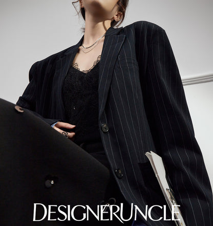 DGU "Deep World" dark blue loose blazer commuter versatile high-end top - Joseph.