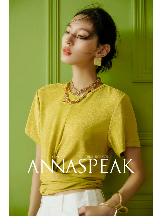 AnnaSpeak Luxury Plain Round Neck Short Sleeve Loose Crop Top-Vixen