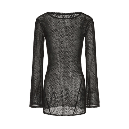ATELIER MISS LU Logo Flocking Design Sheer Long-sleeved Top - RESULT.