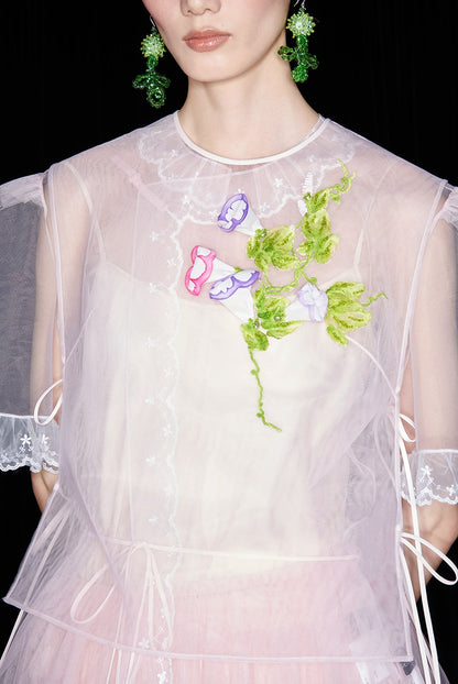 M essential Mackay designer brand mesh hand-painted morning glory vest - SAFE.