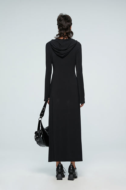 ANNAKIKI Four-pointed star cut-out hooded long-sleeved dress for women-GOU