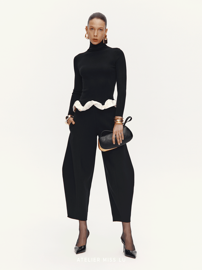 ATELIER MISS LU Artistic Scimitar Silhouette Casual Loose Pants - CHANTS