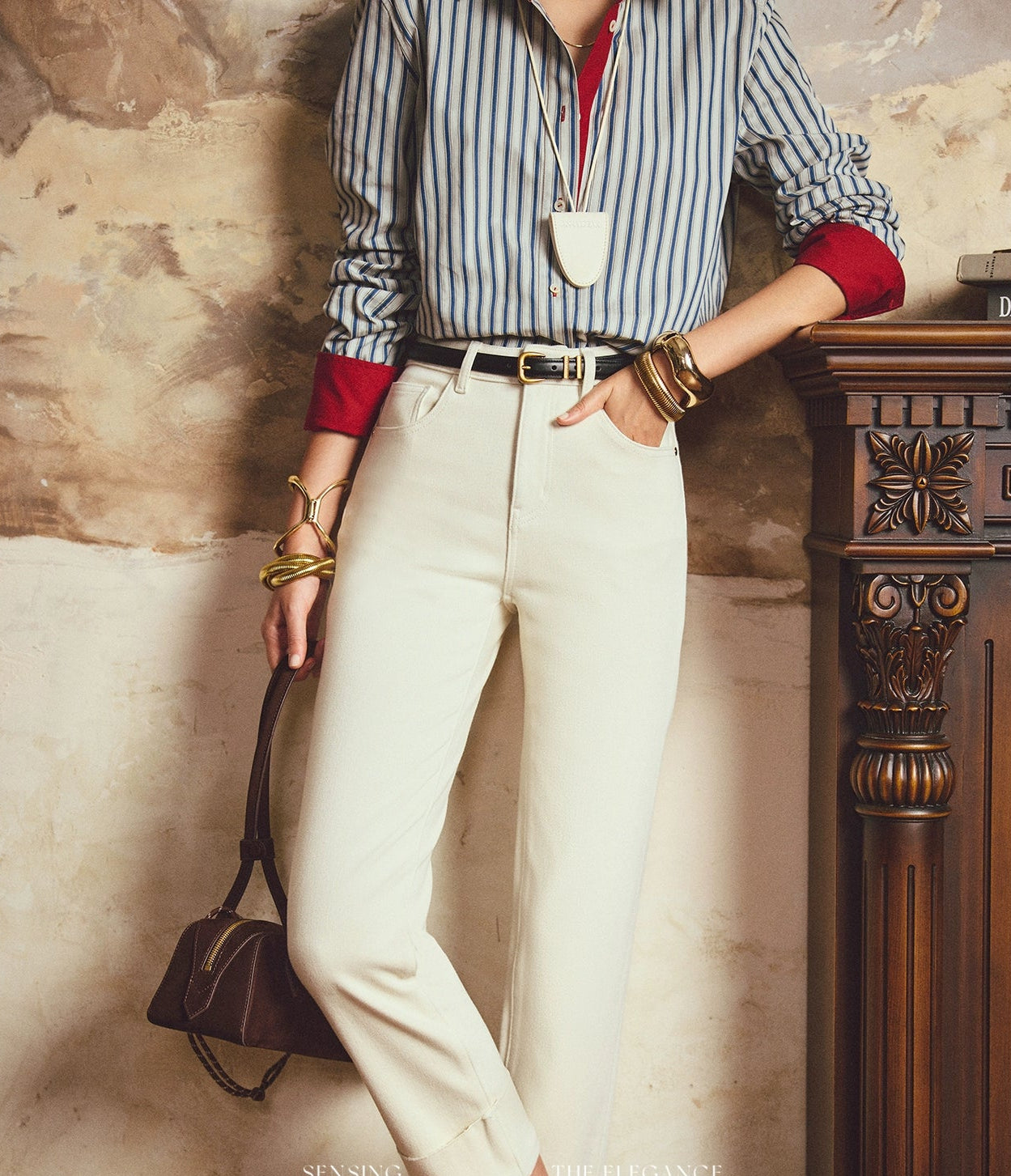 ANNASPEAK leg-shaped slightly elastic cropped straight micro-tapered pants jeans-JAG.