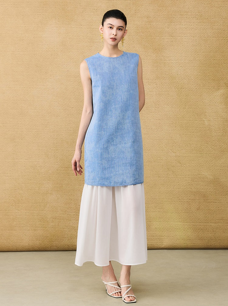 HECO Chinese women's summer  diamond blended linen vest dress - SWET.