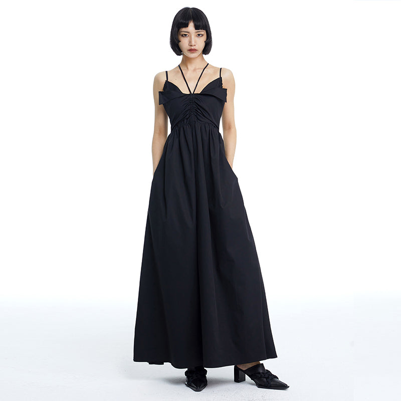 TINY IN high waist large women's halter neck back cut-out long dress- AMADA