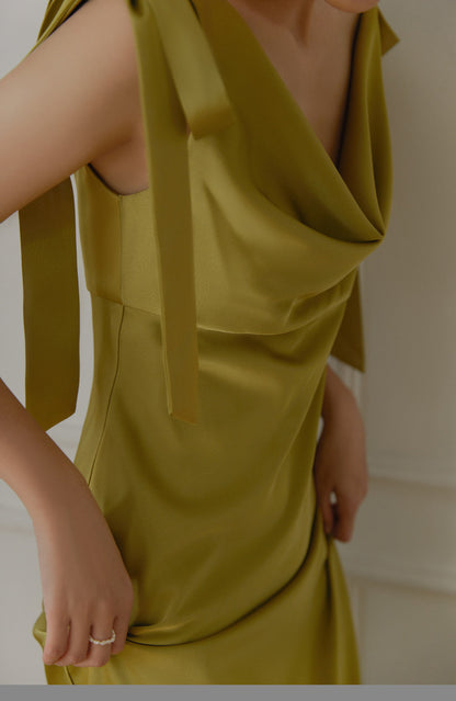 GOUDIN women's texture pickle green party luxury niche Hepburn dress-XIM.