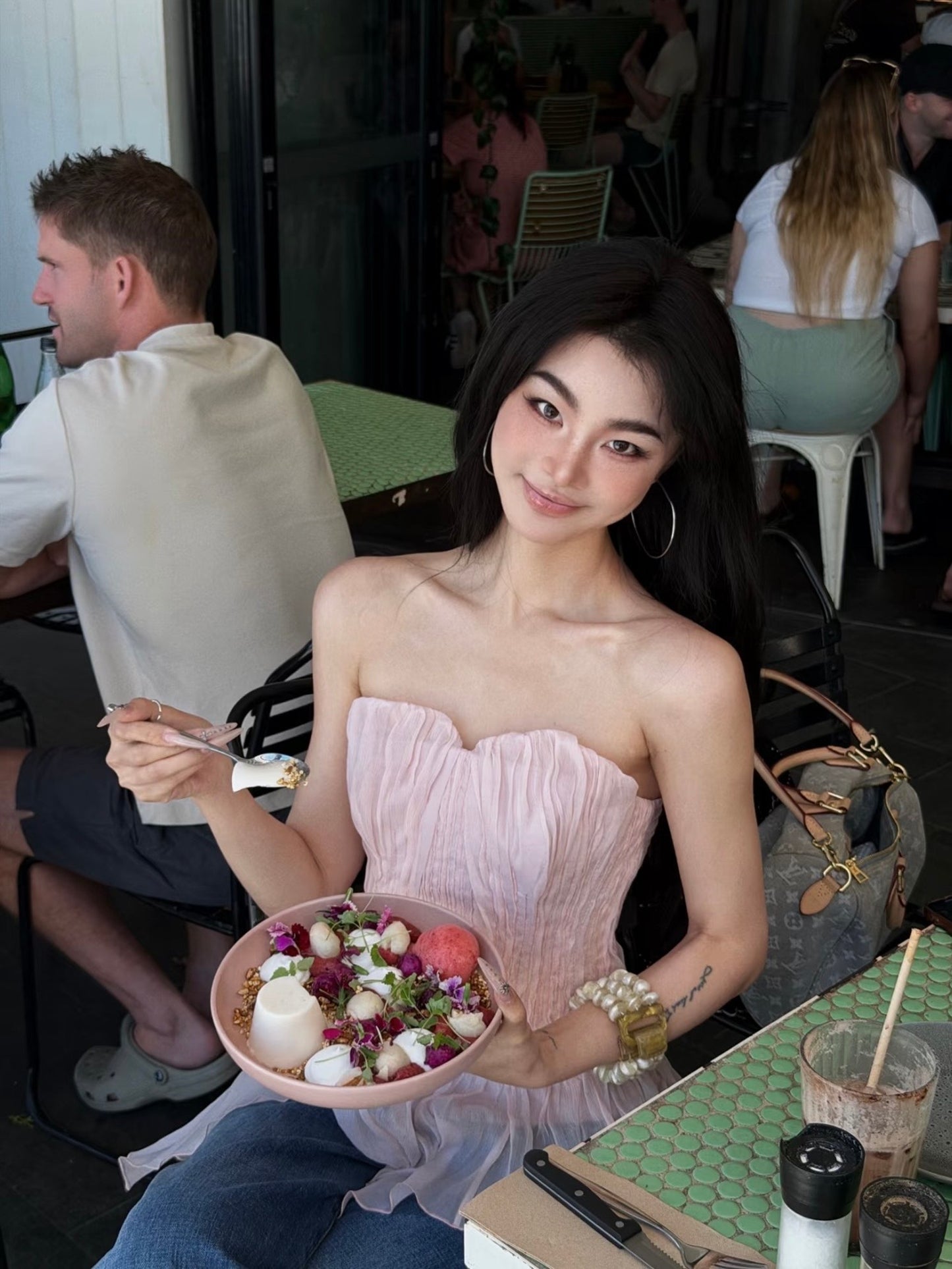MEI SANGUAN French Retro Pleated Strapless Top - JAYDEN