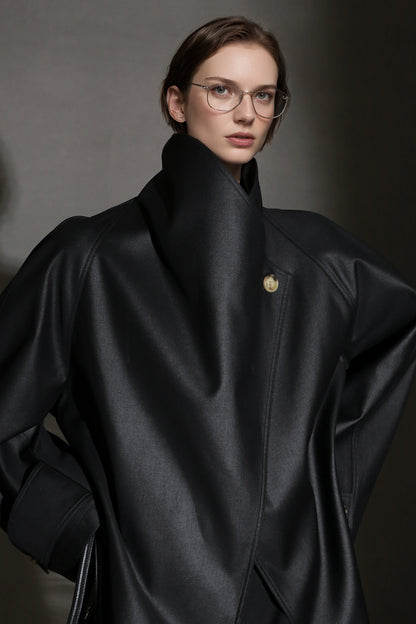 PIAOIN Silhouette design short windbreaker women's luxury jacket commuter-JEAN