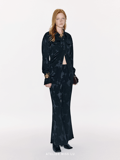 ATELIER MISS LU Spring/Summer New Chinese Texture Acetate Waist Shirt Top - DEER.