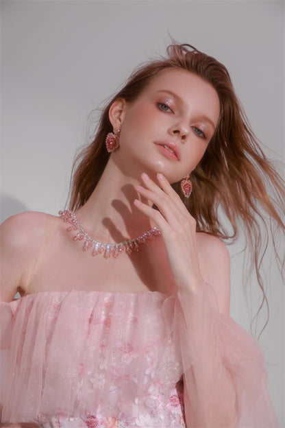 Wardrobes by Chen Luxury Pink Love Shaped Diamond Earrings-Vivian